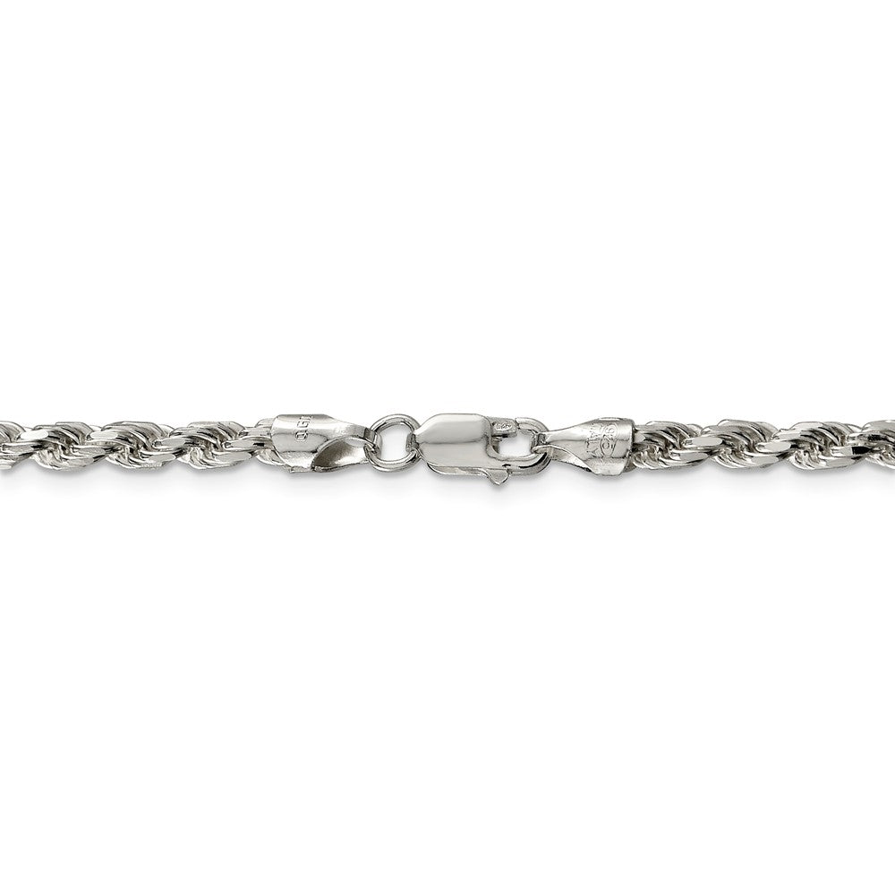 Alternate view of the Sterling Silver 3.5mm Diamond-cut Rope Chain Anklet, 9 Inch by The Black Bow Jewelry Co.