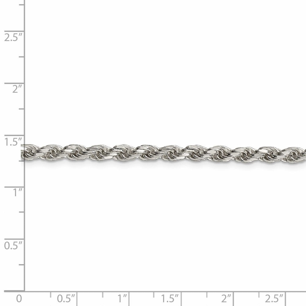 Alternate view of the Sterling Silver 3.5mm Diamond-cut Rope Chain Anklet, 9 Inch by The Black Bow Jewelry Co.