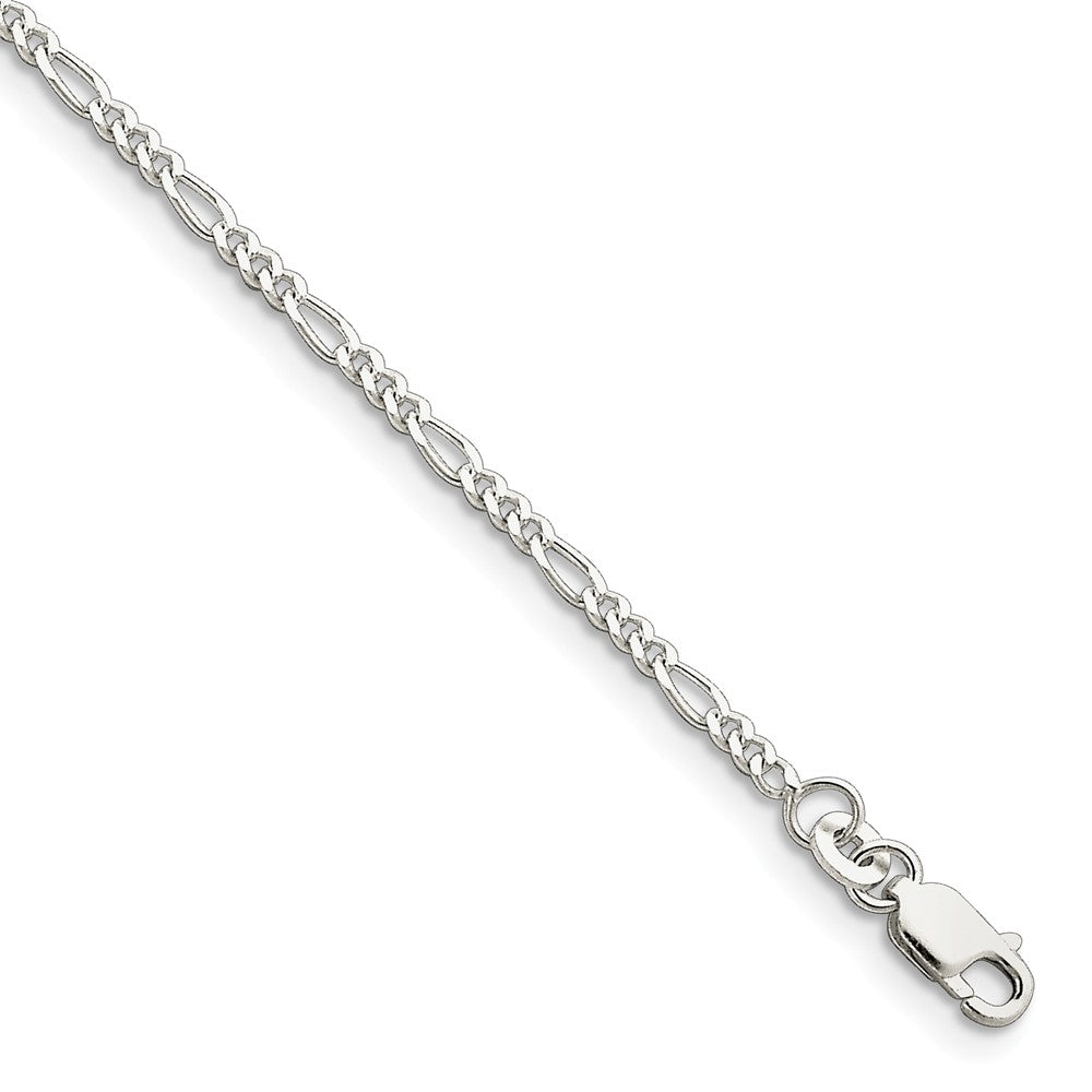 Sterling Silver 2.25mm Solid Figaro Chain Anklet