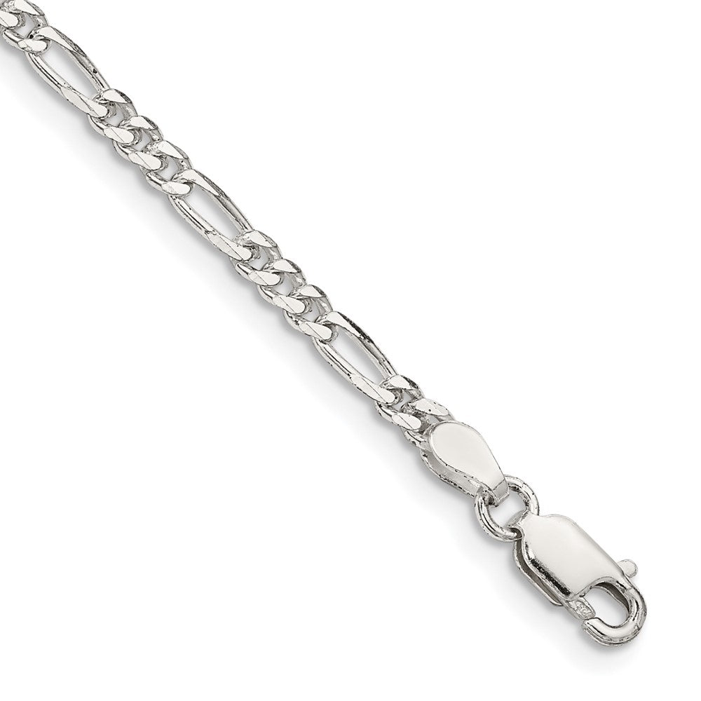 2.8mm Sterling Silver, Solid Figaro Chain Anklet, Item A8407-A by The Black Bow Jewelry Co.