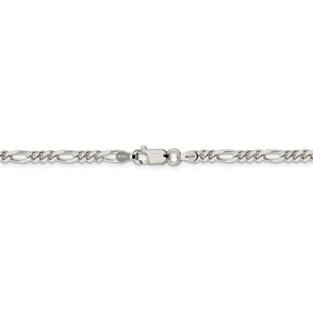 Alternate view of the Sterling Silver 3.5mm Solid Figaro Chain Bracelet or Anklet, 9 Inch by The Black Bow Jewelry Co.