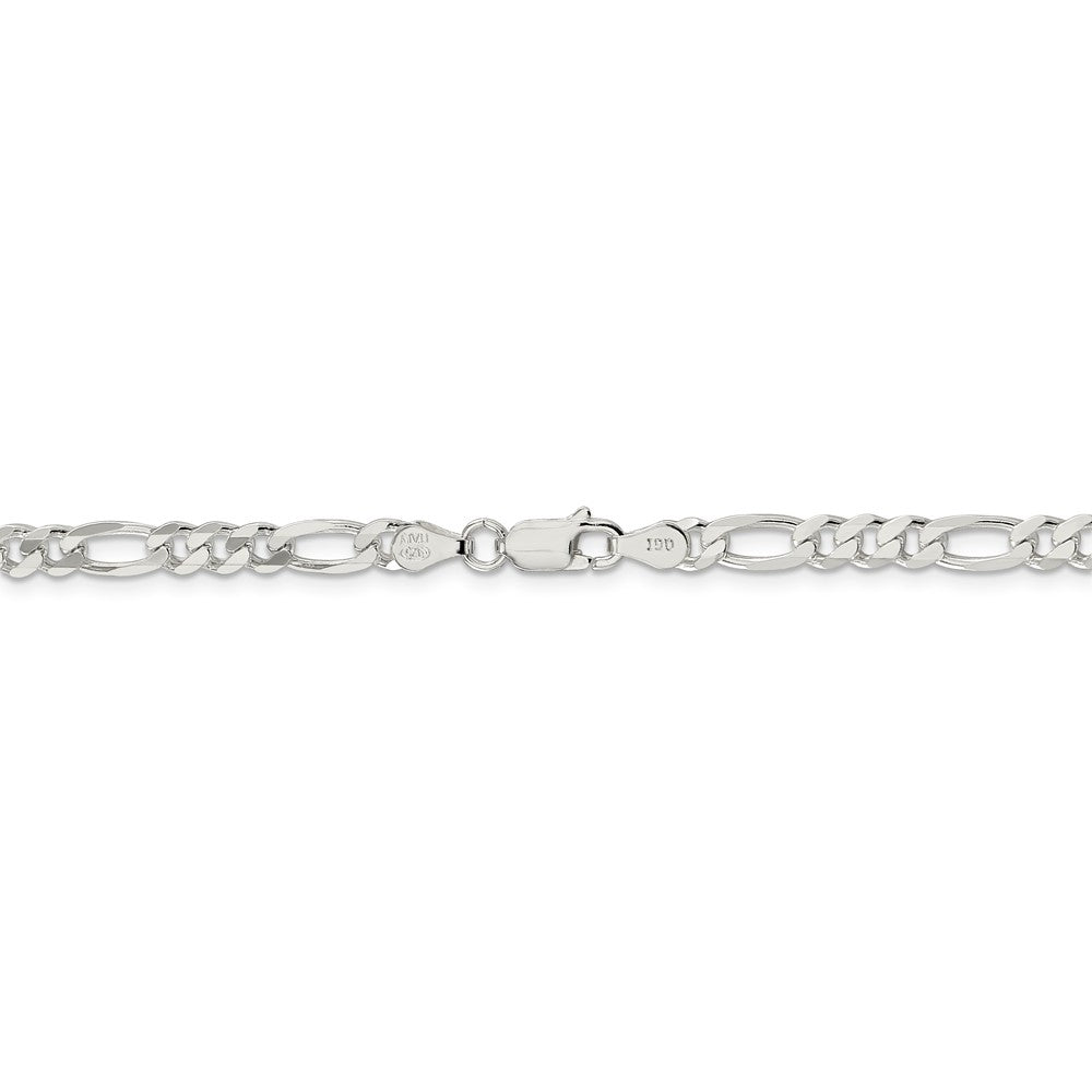 Alternate view of the Sterling Silver 4.5mm Solid Figaro Chain Bracelet or Anklet, 9 Inch by The Black Bow Jewelry Co.