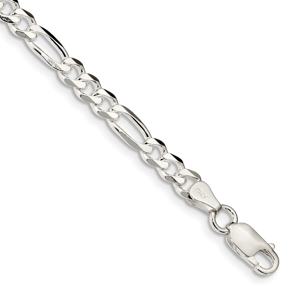 Sterling Silver 5.25mm Solid Figaro Chain Bracelet or Anklet, 9 Inch, Item A8411-09 by The Black Bow Jewelry Co.