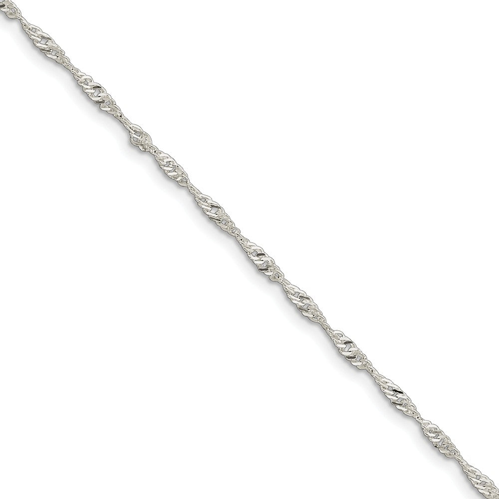 3mm Sterling Silver Diamond Cut Singapore Anklet, 9-10 Inch, Item A8428-09 by The Black Bow Jewelry Co.