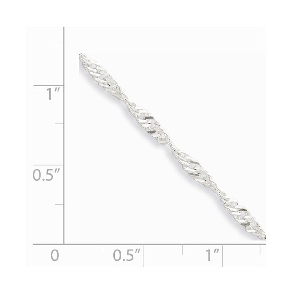 Alternate view of the 3mm Sterling Silver Diamond Cut Singapore Anklet, 9-10 Inch by The Black Bow Jewelry Co.