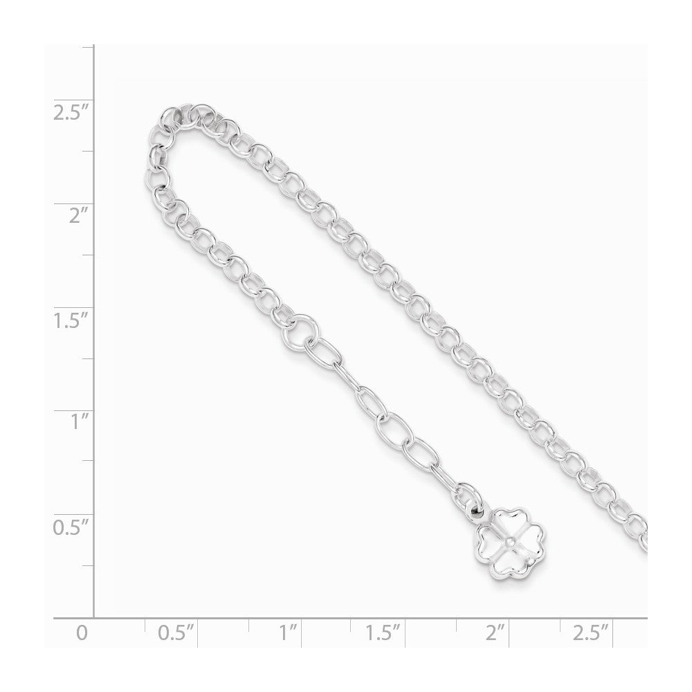 Alternate view of the Sterling Silver 3.5mm Cable Chain And Four Leaf Clover Anklet, 9-10 In by The Black Bow Jewelry Co.