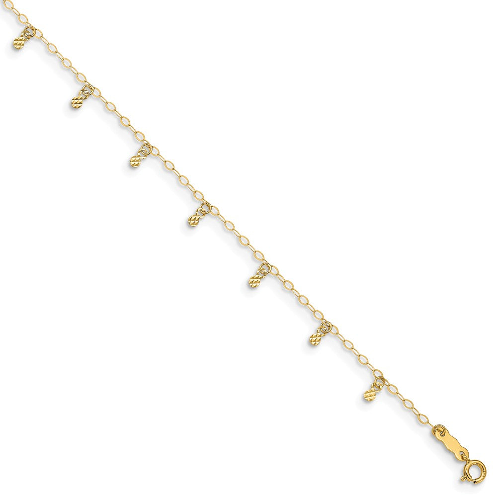 14k Yellow Gold Oval Chain and Dangle Circle Charms Anklet, 9 Inch, Item A8496 by The Black Bow Jewelry Co.