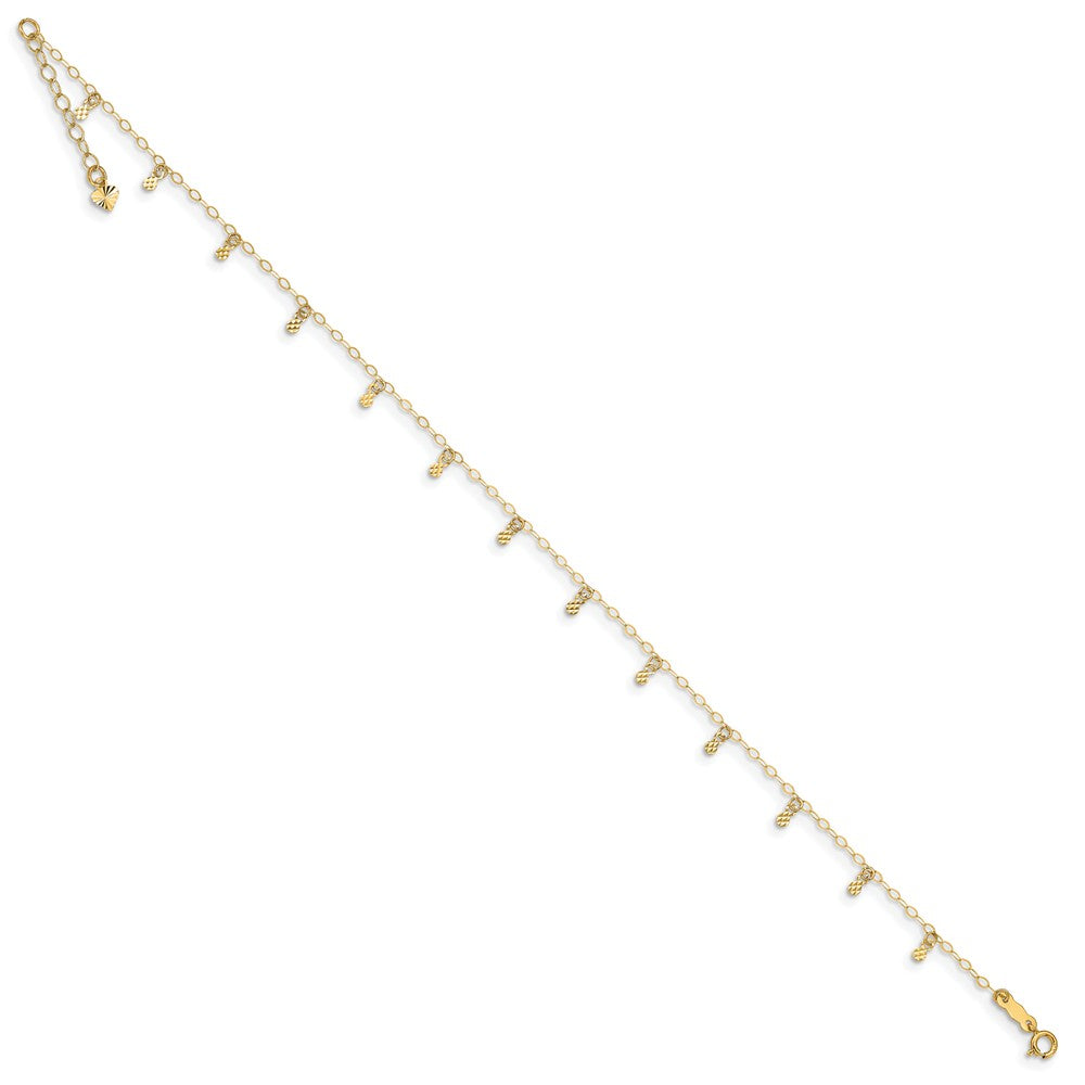 Alternate view of the 14k Yellow Gold Oval Chain and Dangle Circle Charms Anklet, 9 Inch by The Black Bow Jewelry Co.