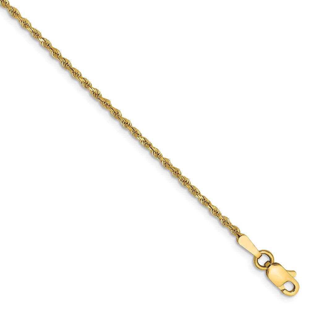 14k Yellow Gold 1.5mm Diamond Cut Rope Chain Anklet, Item A8498-A by The Black Bow Jewelry Co.