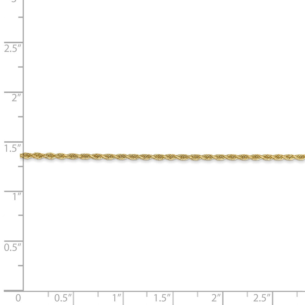Alternate view of the 14k Yellow Gold 1.5mm Diamond Cut Rope Chain Anklet by The Black Bow Jewelry Co.