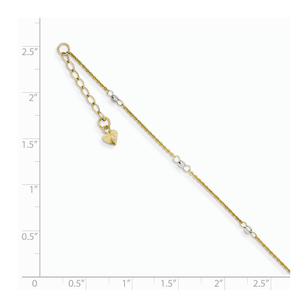 Alternate view of the 14k Two-Tone Gold Cable and Mirror Bead Chain Anklet, 9-10 Inch by The Black Bow Jewelry Co.