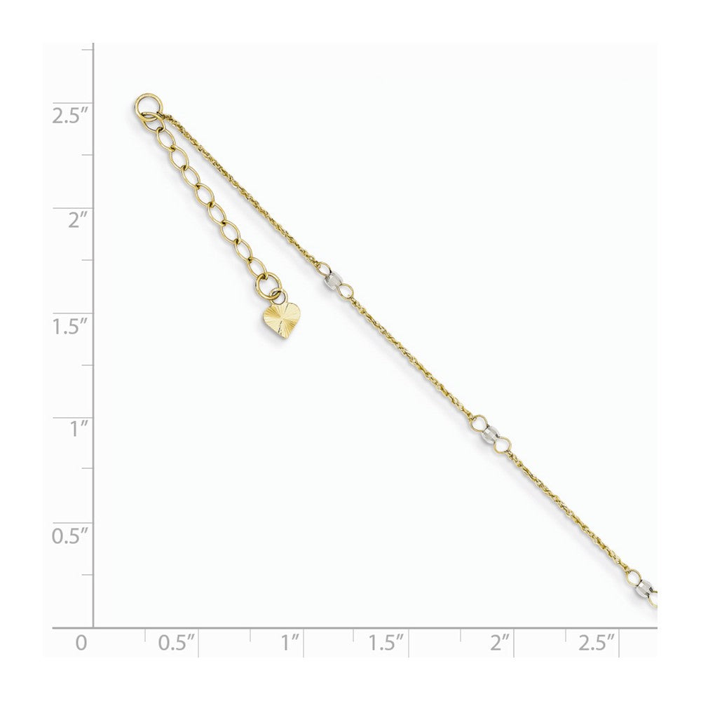 Alternate view of the 14k Two-Tone Gold Ropa and Mirror Bead Chain Anklet, 9-10 Inch by The Black Bow Jewelry Co.