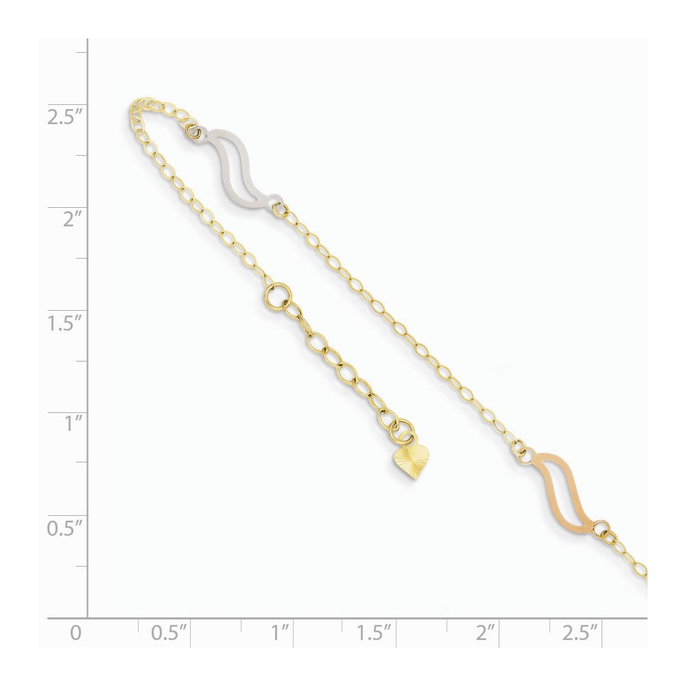 Alternate view of the 14k Tri-Color Gold Oval and Open S Links Adjustable Anklet, 10 Inch by The Black Bow Jewelry Co.