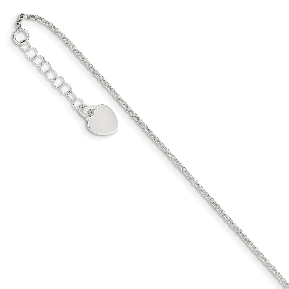 Sterling Silver 1.5mm Cable Chain And Polished Heart Anklet, 9-10 Inch, Item A8528 by The Black Bow Jewelry Co.