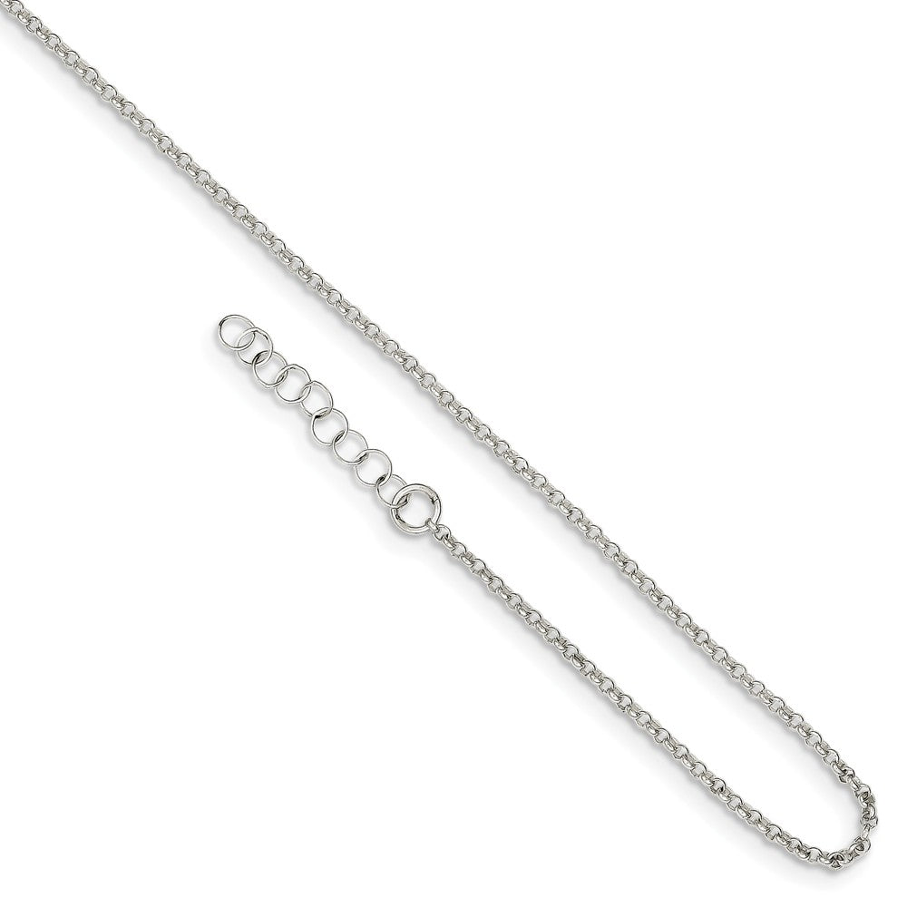 Sterling Silver 1.5mm Polished Rolo Chain Adjustable Anklet, 9 Inch, Item A8539 by The Black Bow Jewelry Co.