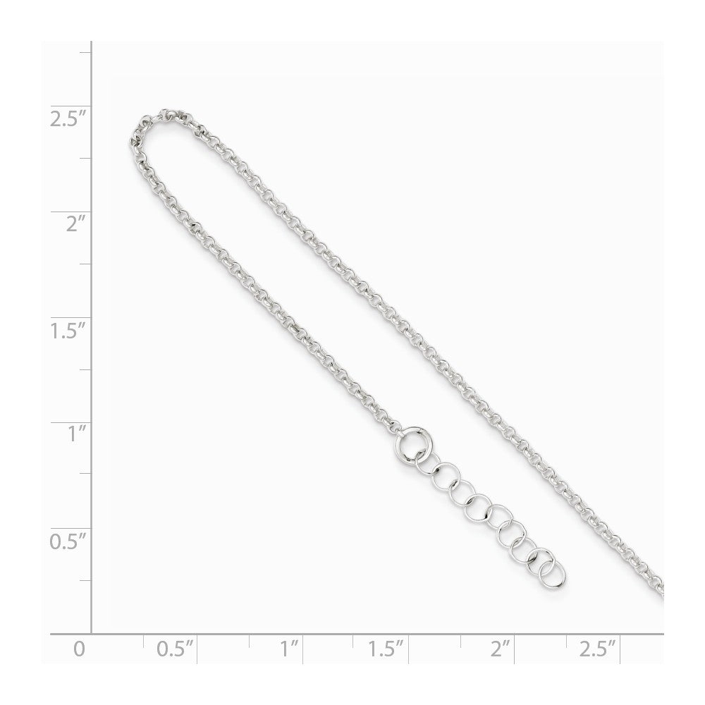Alternate view of the Sterling Silver 1.5mm Polished Rolo Chain Adjustable Anklet, 9 Inch by The Black Bow Jewelry Co.
