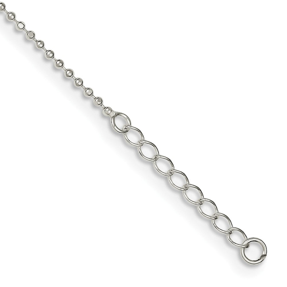 Alternate view of the Sterling Silver 1.5mm Beaded FAITH Charm Anklet, 10-11 Inch by The Black Bow Jewelry Co.
