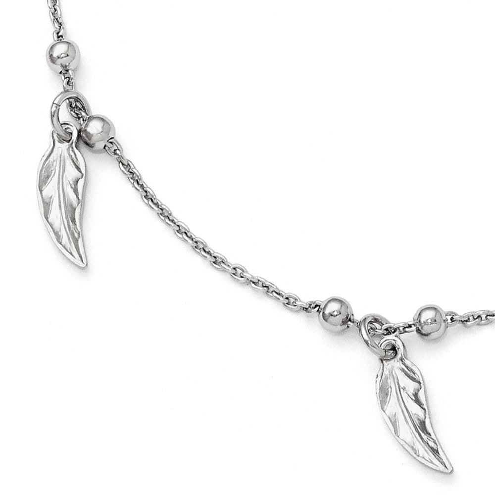 Sterling Silver Dangling Feather and Bead Anklet, 9-10 Inch, Item A8584 by The Black Bow Jewelry Co.