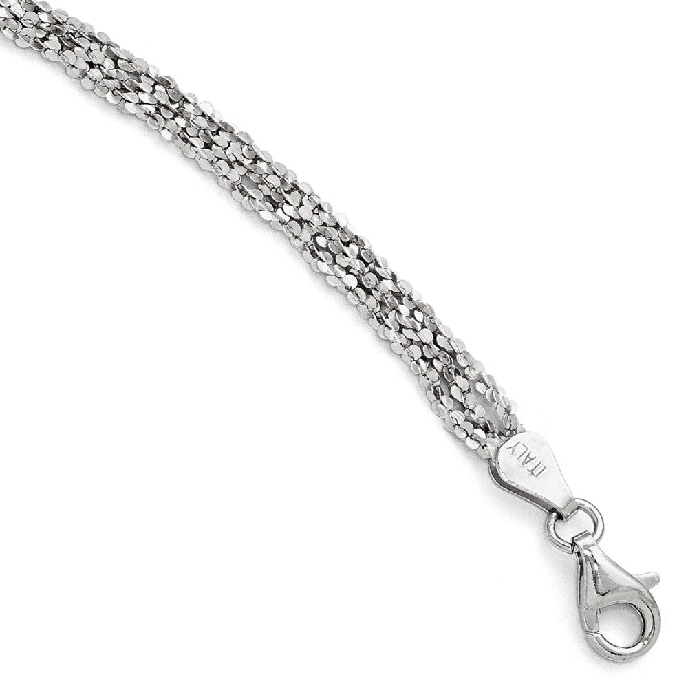 Sterling Silver 4mm Textured Three Strand Anklet, 9-10 Inch, Item A8587 by The Black Bow Jewelry Co.