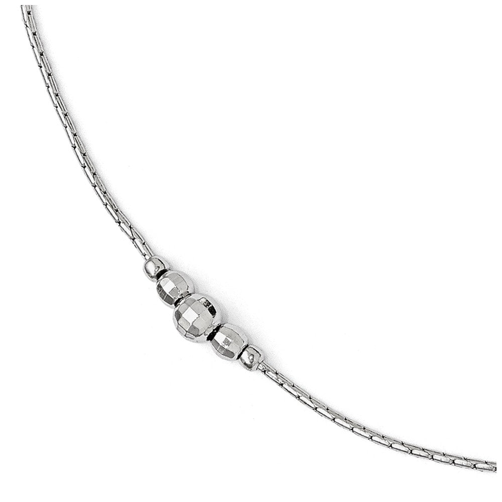 Sterling Silver Polished and Faceted Bead Anklet, 9-10 Inch, Item A8589 by The Black Bow Jewelry Co.