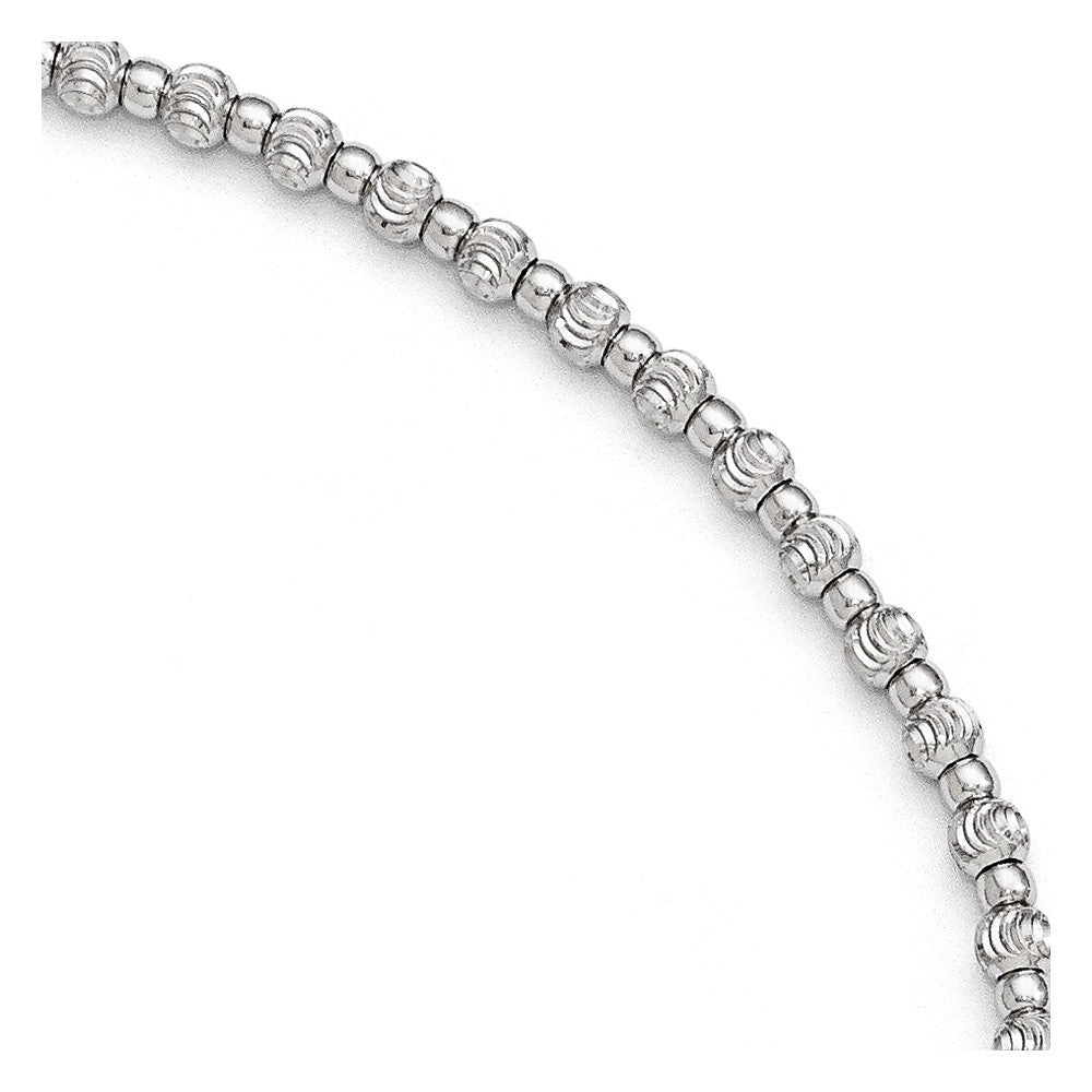 Sterling Silver 3mm Diamond-cut Beaded Anklet, 9-10 in, Item A8591 by The Black Bow Jewelry Co.