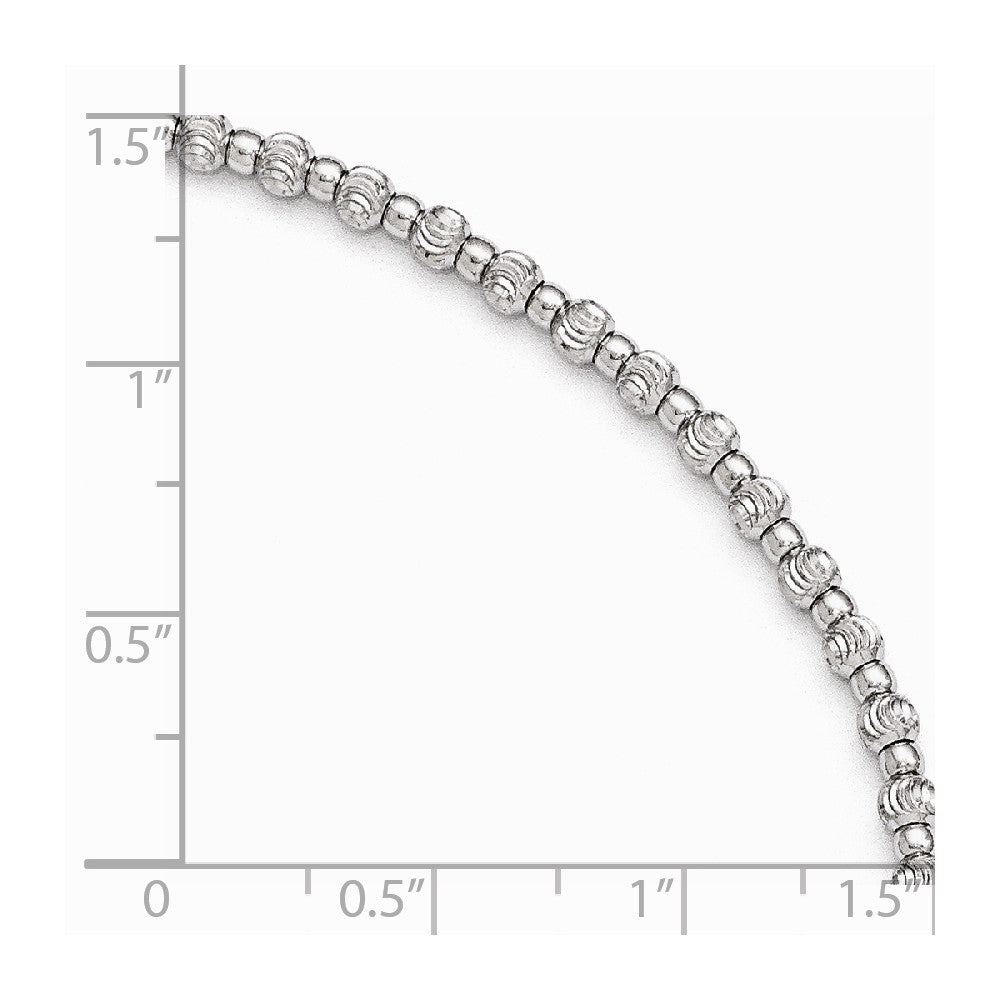 Alternate view of the Sterling Silver 3mm Diamond-cut Beaded Anklet, 9-10 in by The Black Bow Jewelry Co.