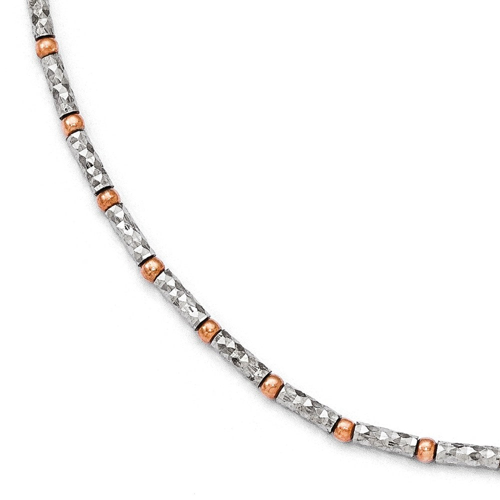 Rose Gold Tone Sterling Silver 2mm Diamond Cut Bead Anklet, 9-10 Inch, Item A8592 by The Black Bow Jewelry Co.