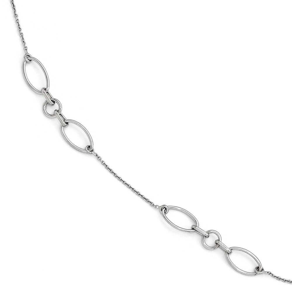 Sterling Silver Oval Station Link Anklet, 9-10 Inch, Item A8594 by The Black Bow Jewelry Co.
