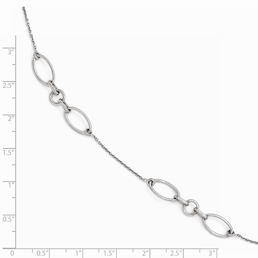 Alternate view of the Sterling Silver Oval Station Link Anklet, 9-10 Inch by The Black Bow Jewelry Co.