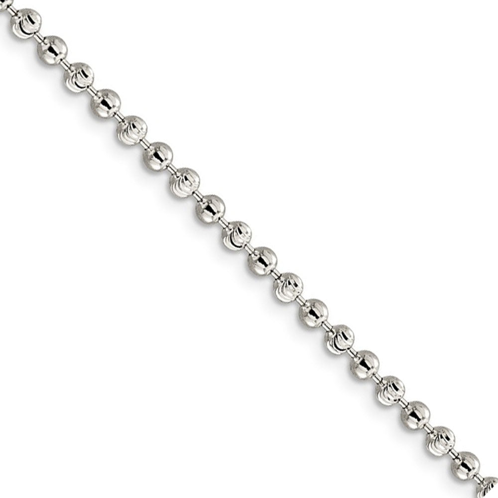 Sterling Silver 3mm Fancy Bead Chain Anklet, 10 Inch, Item A8600 by The Black Bow Jewelry Co.