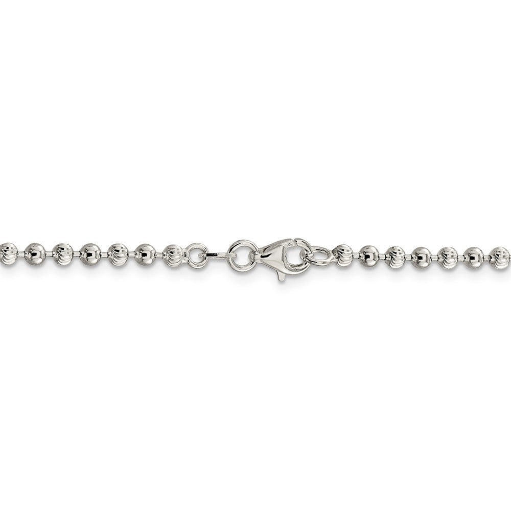 Alternate view of the Sterling Silver 3mm Fancy Bead Chain Anklet, 10 Inch by The Black Bow Jewelry Co.