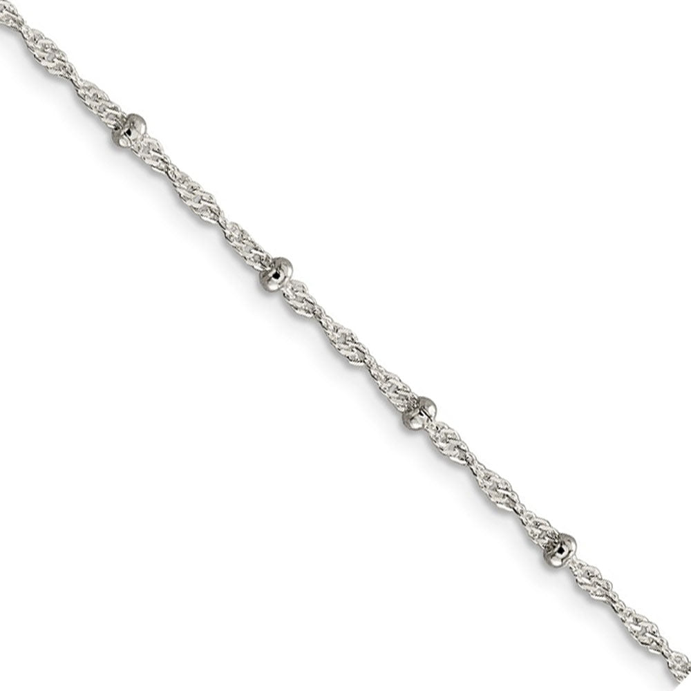 Sterling Silver 2.5mm Beaded Loose Rope Chain Anklet, Item A8601-A by The Black Bow Jewelry Co.