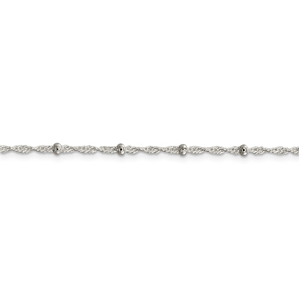 Alternate view of the Sterling Silver 2.5mm Beaded Loose Rope Chain Anklet by The Black Bow Jewelry Co.