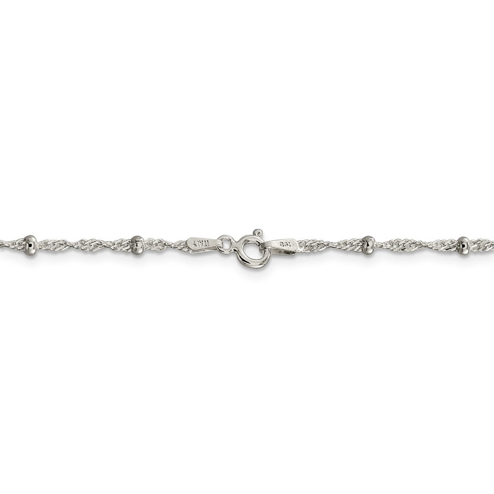 Alternate view of the Sterling Silver 2.5mm Beaded Loose Rope Chain Anklet by The Black Bow Jewelry Co.