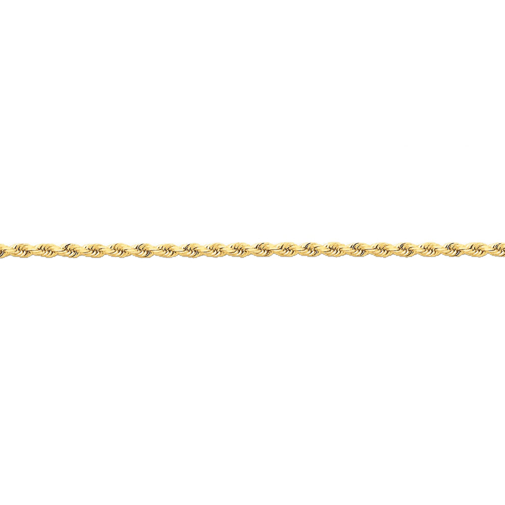 14k Yellow Gold 2.25mm Diamond Cut Solid Rope Chain Anklet, Item A8611-A by The Black Bow Jewelry Co.