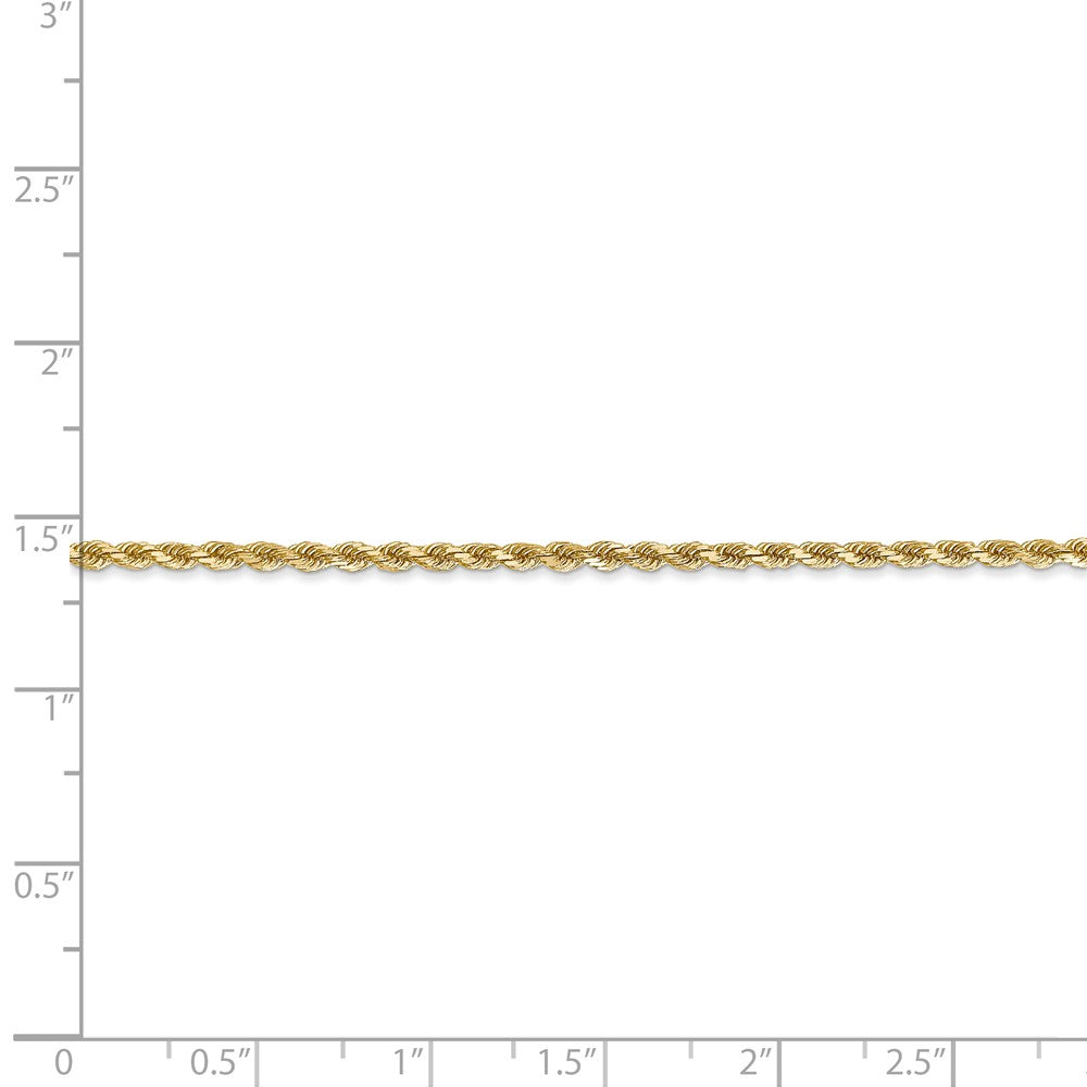 Alternate view of the 14k Yellow Gold, 2mm Diamond Cut Rope Chain Anklet by The Black Bow Jewelry Co.