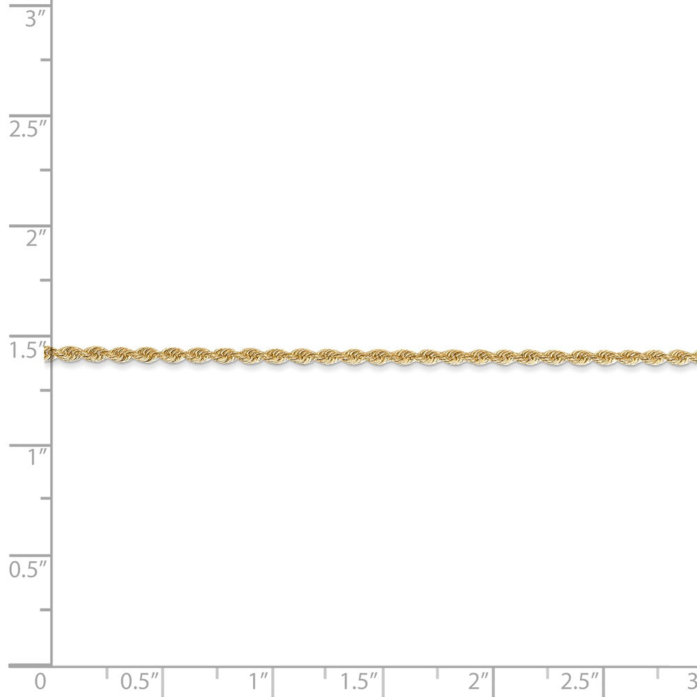 Alternate view of the 14k Yellow Gold Handmade 1.5mm Rope Chain Anklet by The Black Bow Jewelry Co.