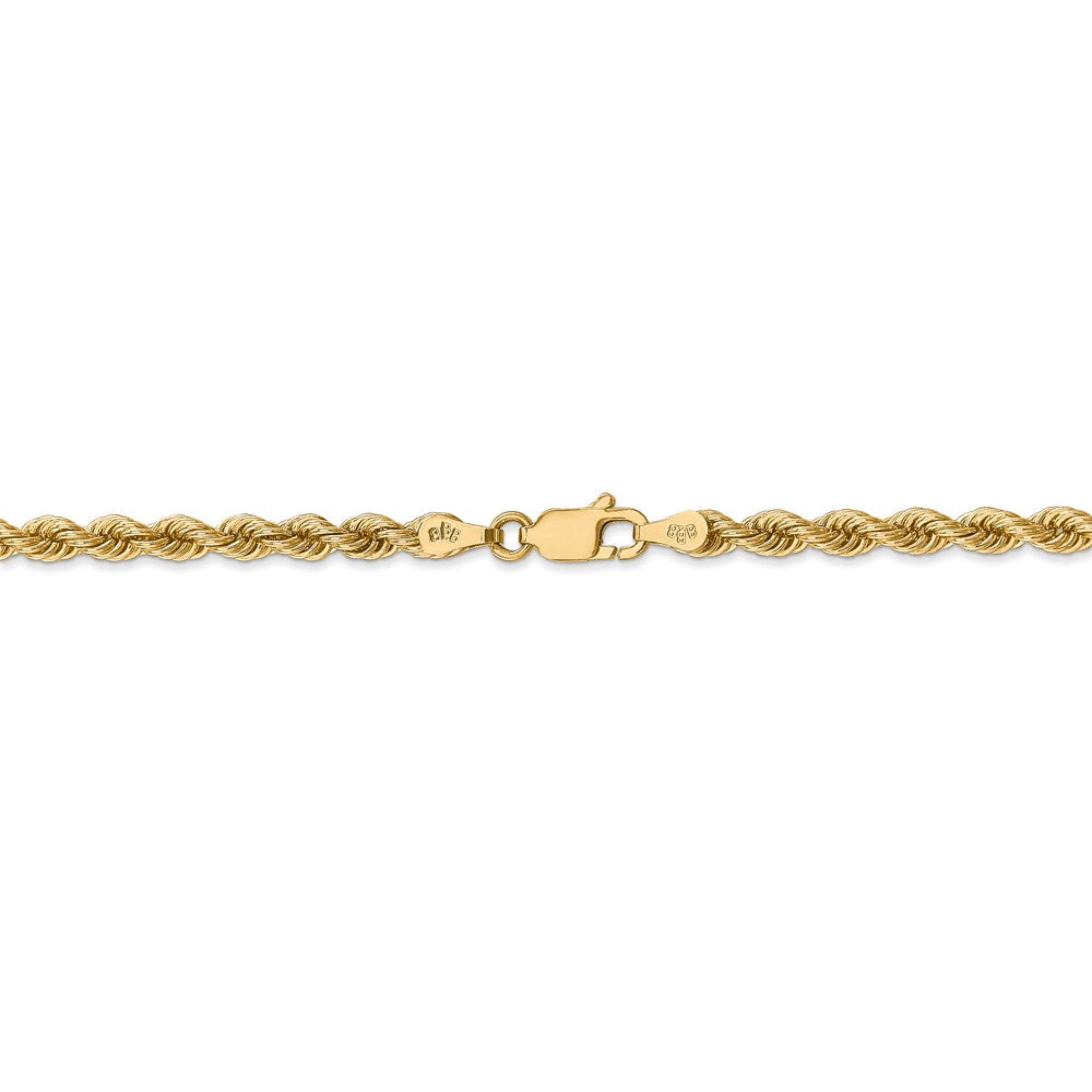 Alternate view of the 14k Yellow Gold 3.65mm Solid Rope Chain Bracelet or Anklet, 9 Inch by The Black Bow Jewelry Co.