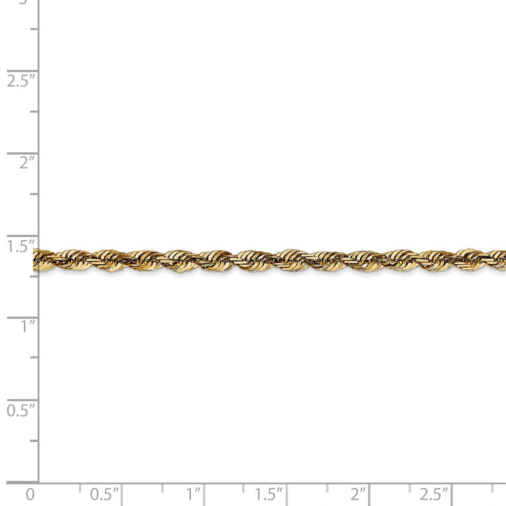 Alternate view of the 14k Yellow Gold 4mm Diamond Cut Rope Chain Anklet, 9 Inch by The Black Bow Jewelry Co.