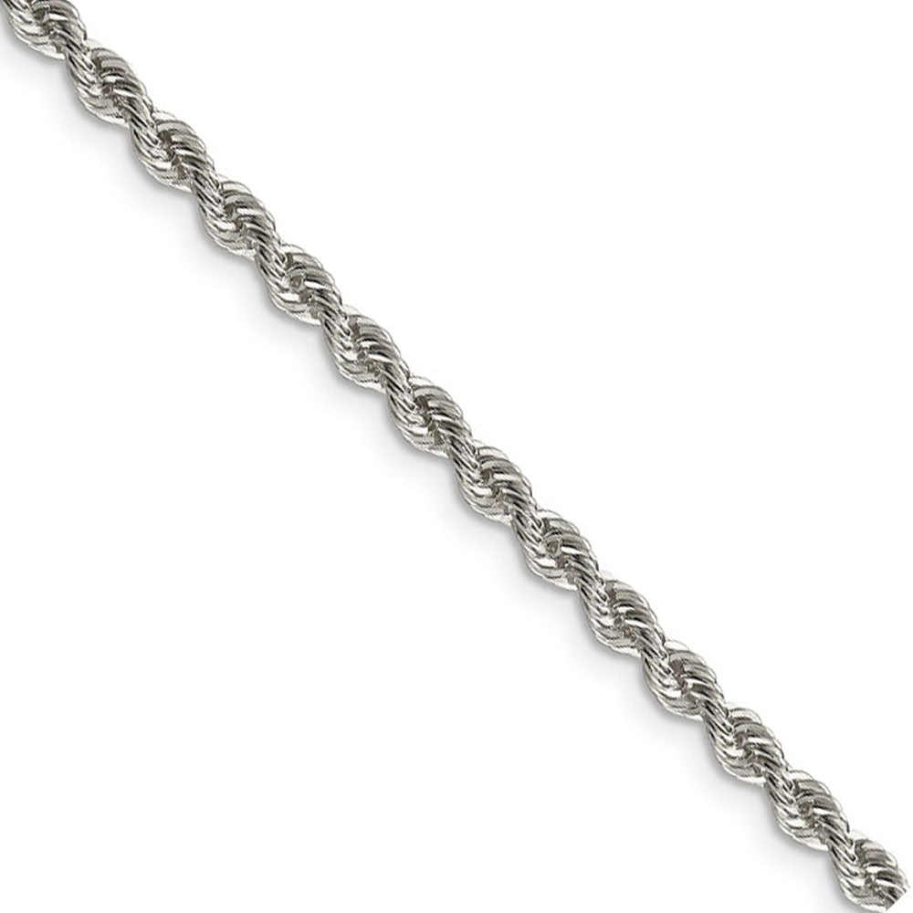 Sterling Silver 3mm Solid Rope Chain Anklet, Item A8624-A by The Black Bow Jewelry Co.