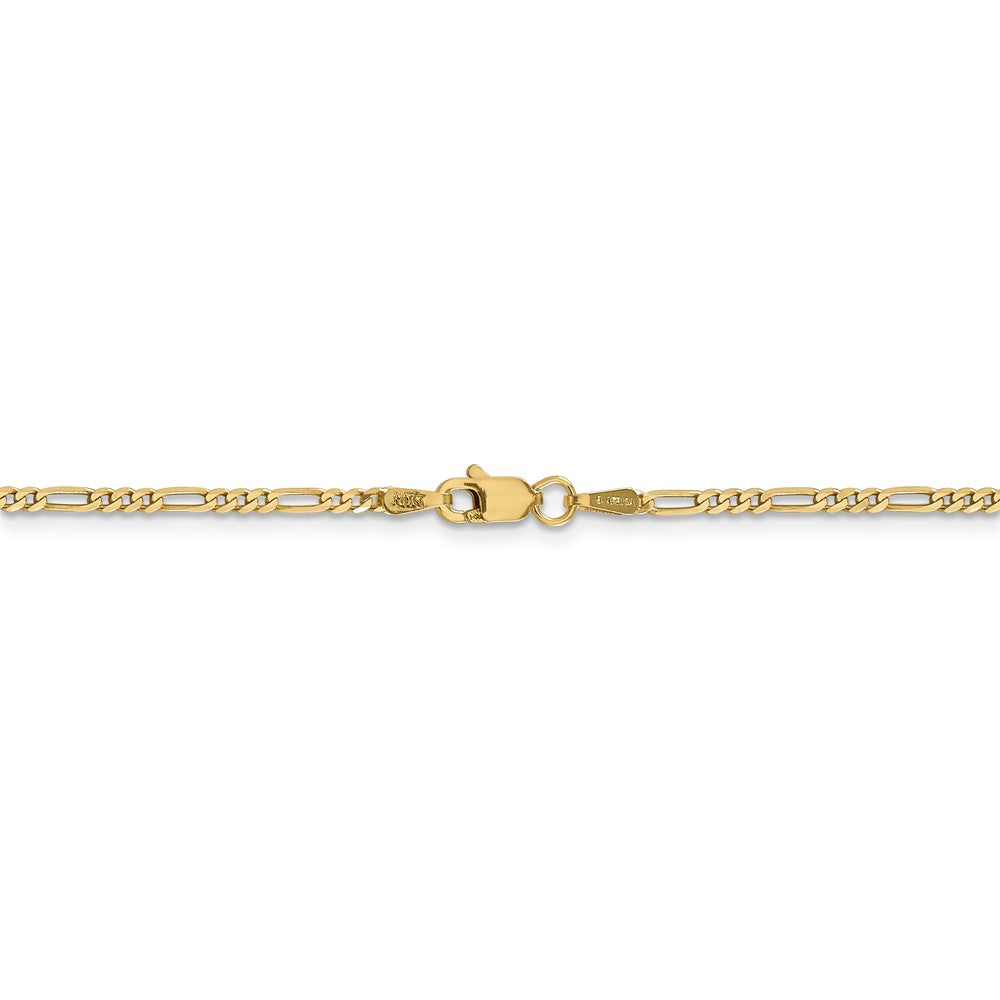 Alternate view of the 14k Yellow Gold 1.8mm Flat Figaro Chain Bracelet or Anklet, 9 Inch by The Black Bow Jewelry Co.