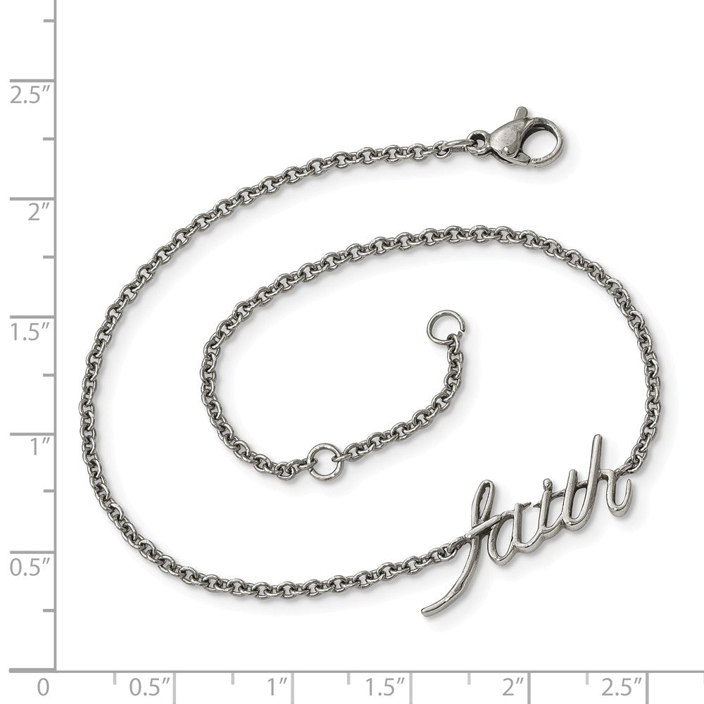 Alternate view of the Stainless Steel FAITH Script Adjustable Anklet, 9-10 Inch by The Black Bow Jewelry Co.
