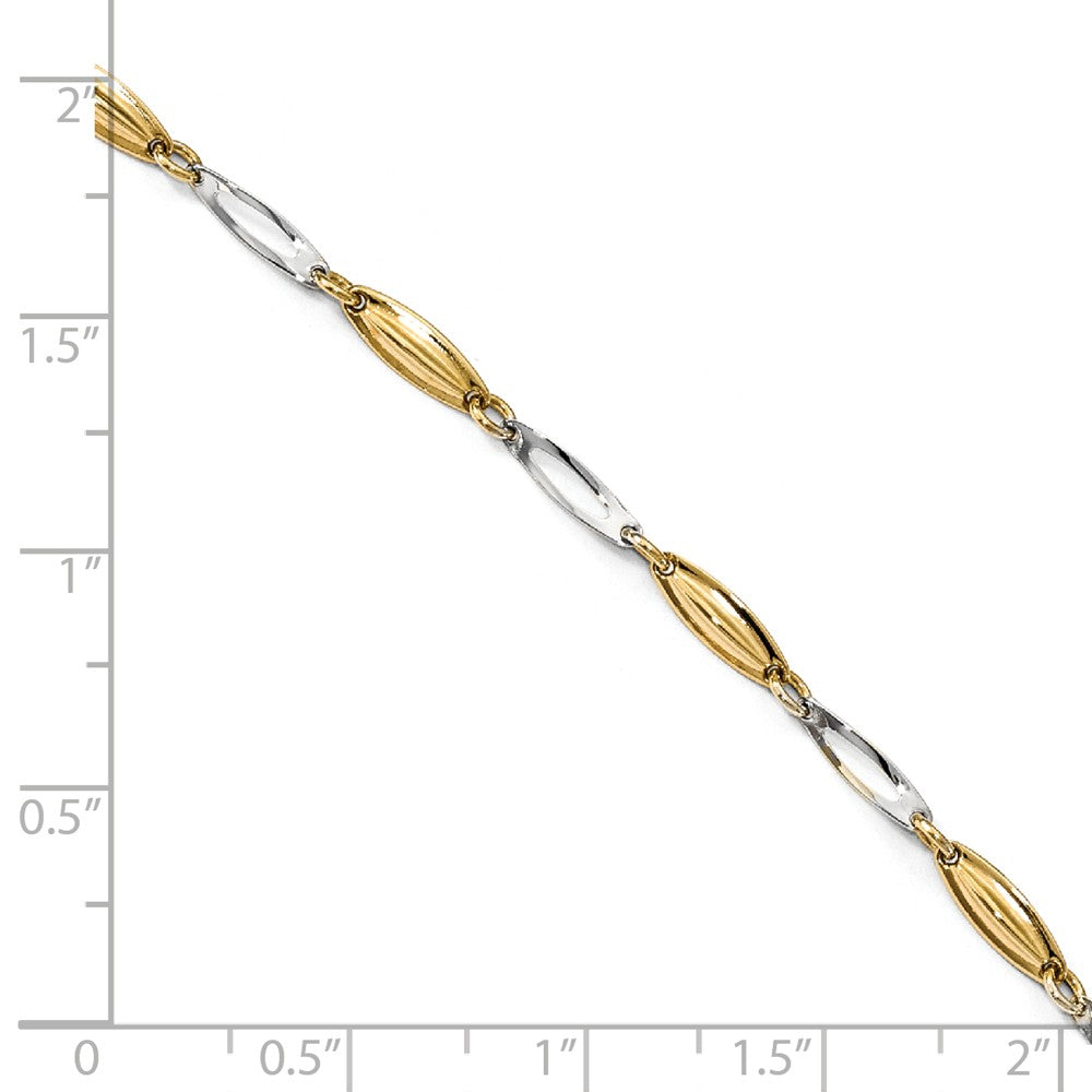 Alternate view of the 14k Two Tone Gold 3.2mm Polished Link Anklet, 9-10 Inch by The Black Bow Jewelry Co.