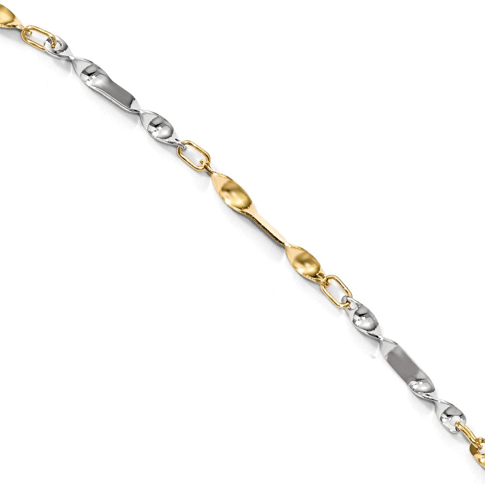 14k Two Tone Gold 2.5mm Polished Twisted Link Anklet, 10 Inch, Item A8635 by The Black Bow Jewelry Co.