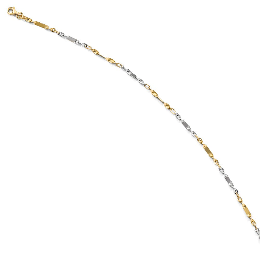 Alternate view of the 14k Two Tone Gold 2.5mm Polished Twisted Link Anklet, 10 Inch by The Black Bow Jewelry Co.