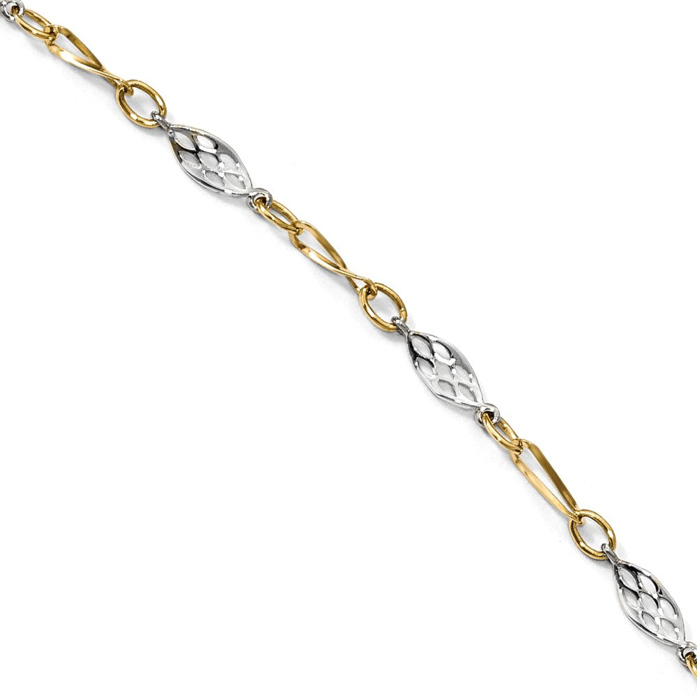 14k Two Tone Gold 3mm Polished Twisted Link Anklet, 9-10 Inch, Item A8636 by The Black Bow Jewelry Co.