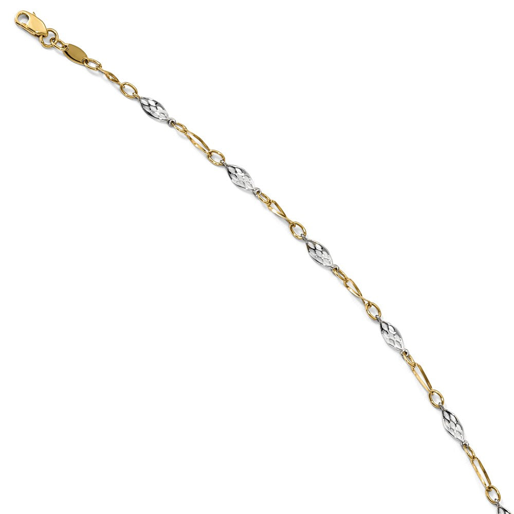 Alternate view of the 14k Two Tone Gold 3mm Polished Twisted Link Anklet, 9-10 Inch by The Black Bow Jewelry Co.
