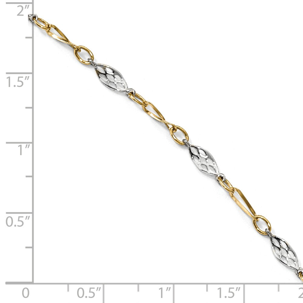 Alternate view of the 14k Two Tone Gold 3mm Polished Twisted Link Anklet, 9-10 Inch by The Black Bow Jewelry Co.