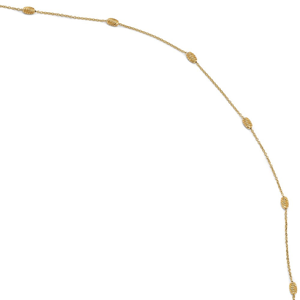 14k Yellow Gold Diamond-Cut Beaded Cable Chain Anklet, 10-11 Inch, Item A8646 by The Black Bow Jewelry Co.
