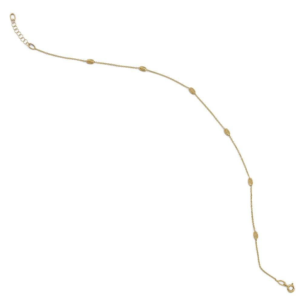 Alternate view of the 14k Yellow Gold Diamond-Cut Beaded Cable Chain Anklet, 10-11 Inch by The Black Bow Jewelry Co.